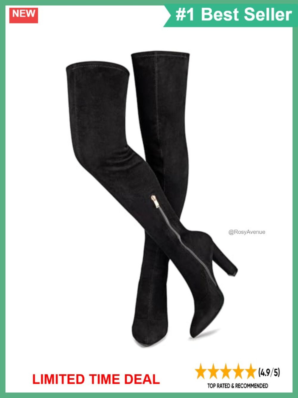 Thigh High Boots Stretch Suede Over The Knee Chunky Heel